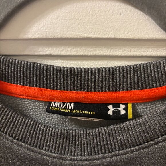 Under Armour Crew Neck – Dark Grey with Orange Logo - Picture 2 of 4